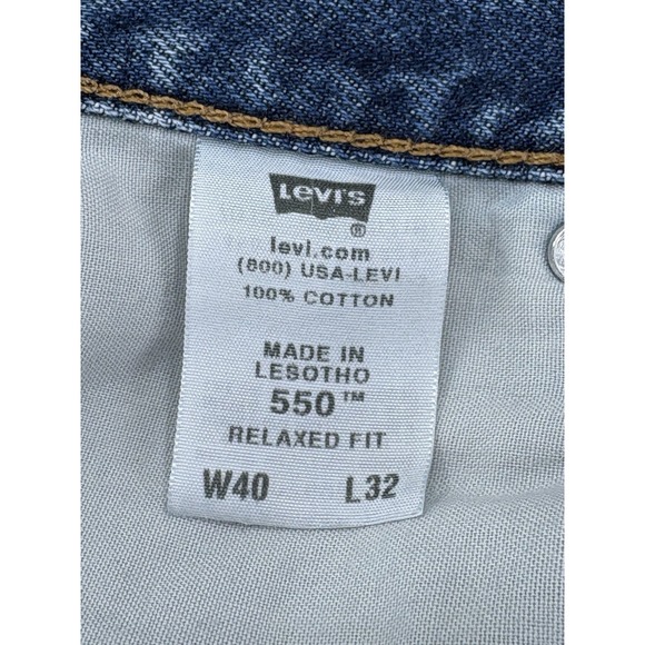 Vintage Levis 550 Jeans Mens 40x32 Blue Relaxed Washed Out Whiskers Workwear Y2K - Picture 5 of 11